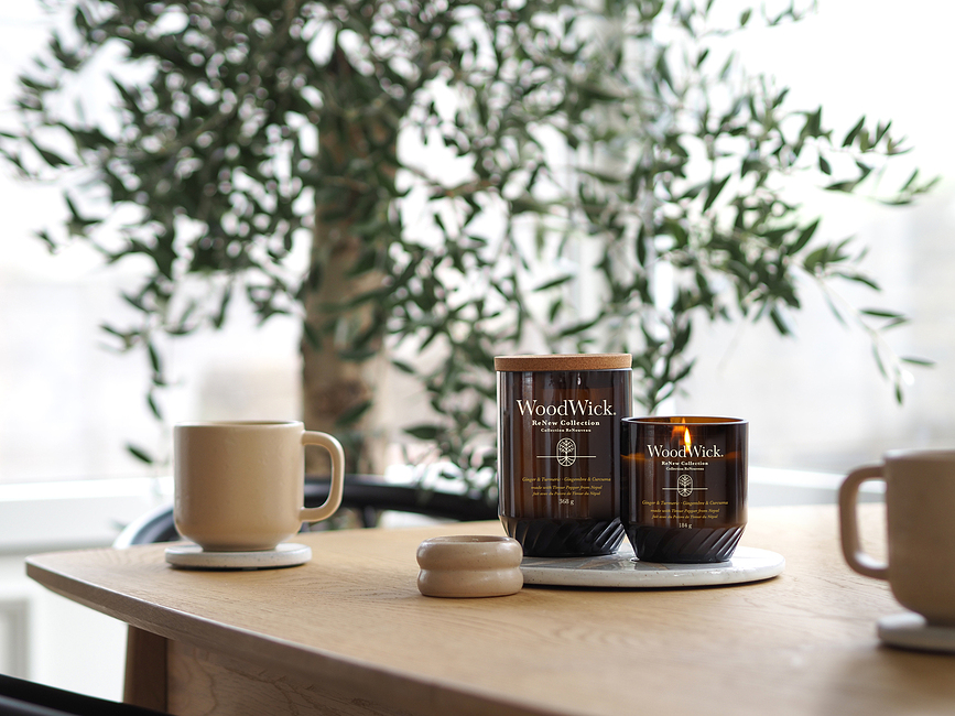 ReNew WoodWick Κερί Τζίντζερ & Κουρκουμάς, μεσαίο