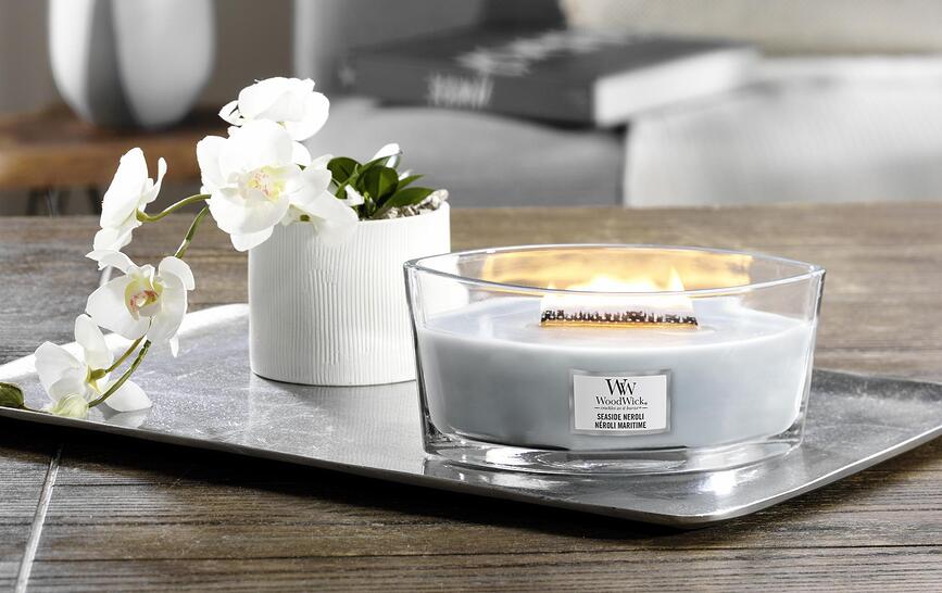 WoodWick Seaside Neroli Sveča Hearthwick, dišeča, 453 g