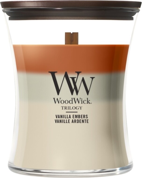 WoodWick Trilogy Vanilla Embers Kerze mittel