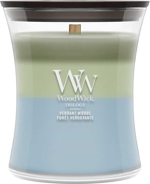 WoodWick Trilogy Verdant Woods Kerze, mittel