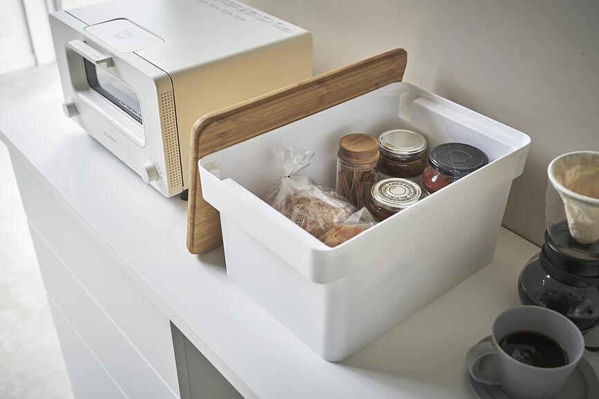 Tower Boîte à Pain avec planche à découper et porte-couteau, noir