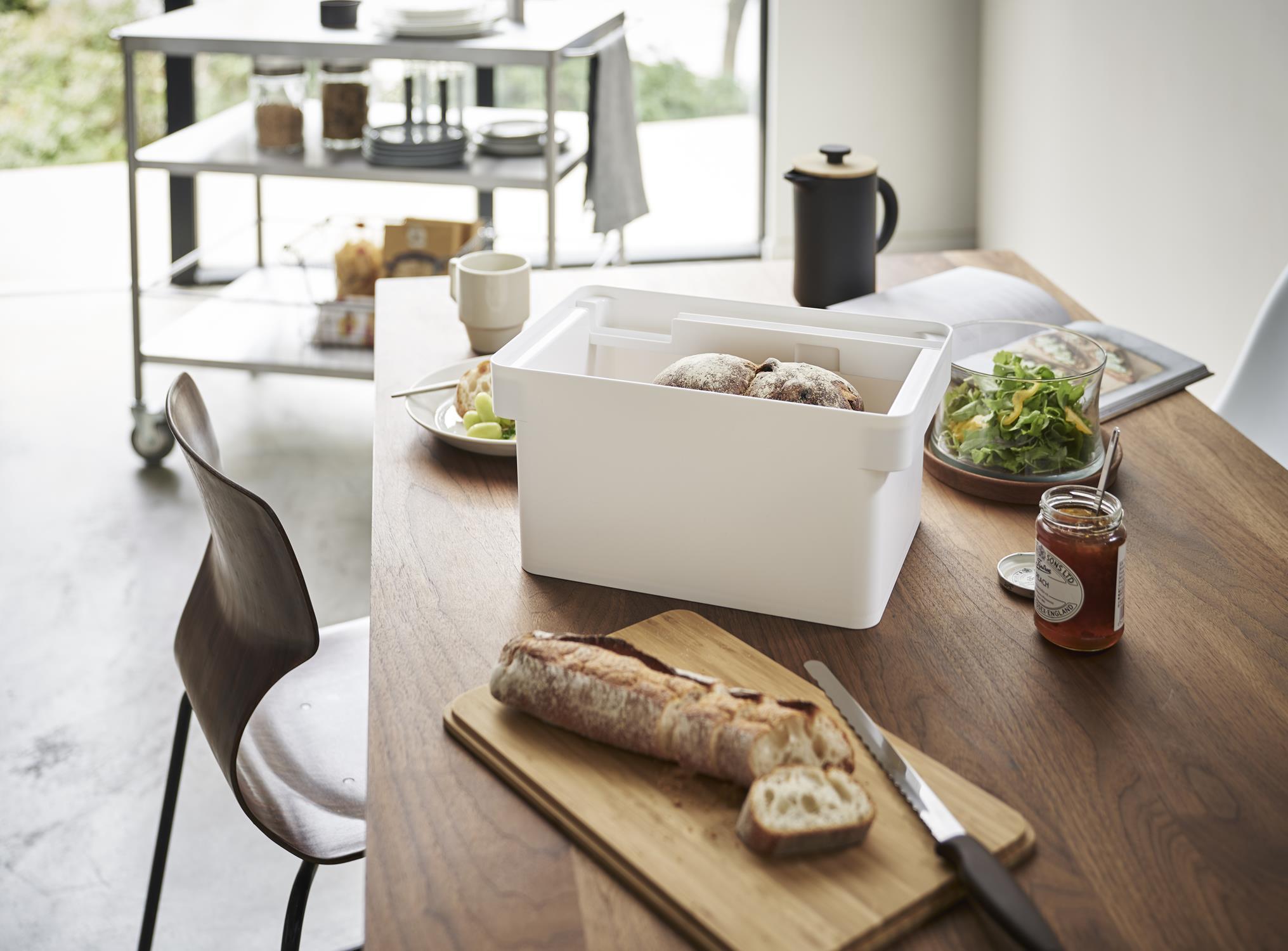 Tower Bread container with cutting board and knife holder