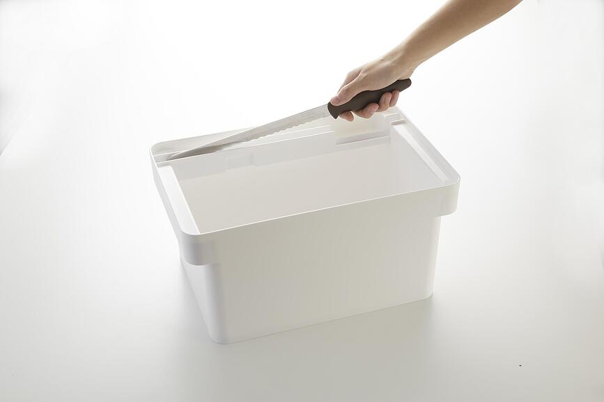 Tower Ψωμιέρα με ξύλο κοπής και θήκη για μαχαίρι, μαύρη