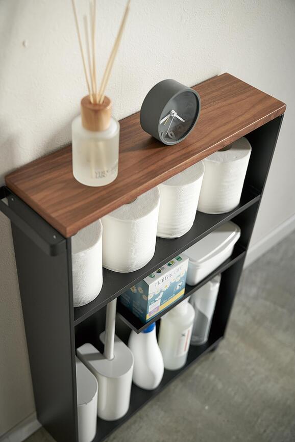 Tower Rolling Slim Kopalniški Regal s kolesi, črn