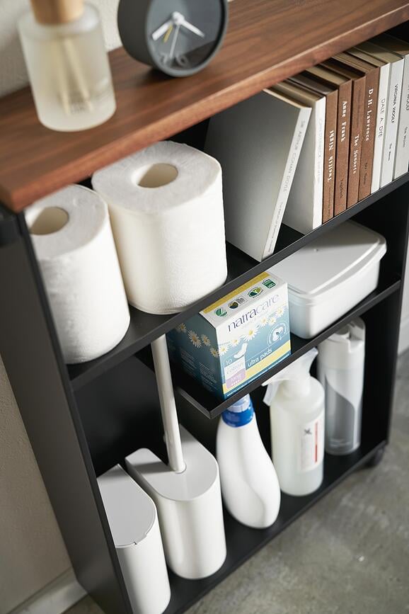 Tower Rolling Slim Ραφιέρα Μπάνιου με ροδάκια, μαύρη