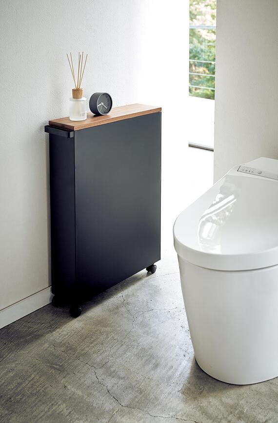 Tower Rolling Slim Ραφιέρα Μπάνιου με ροδάκια, μαύρη