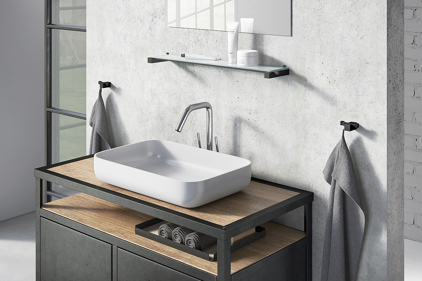 Carvo Kupaonska Vješalica dvostruka crna čelik premazan prahom