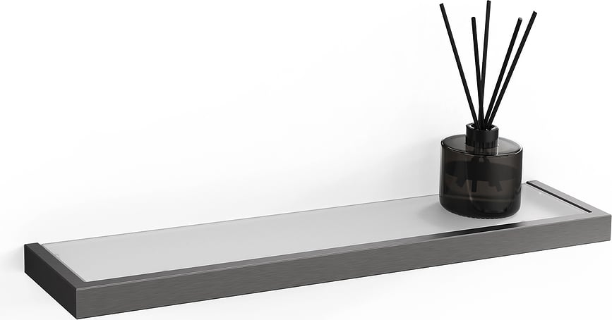 Estante de Baño de cristal mate Linea, 46,5 cm, color grafito, con revestimiento PVD