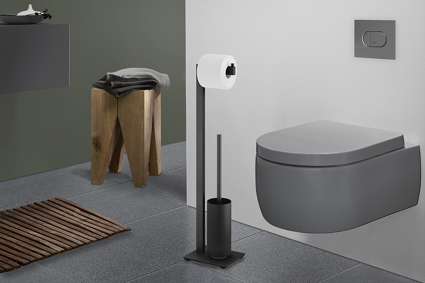 Linea Επιδαπέδια Βάση Χαρτιού Υγείας με βούρτσα τουαλέτας, μαύρη