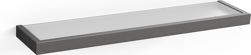 Linea Étagère de Salle de Bain 46,5 cm, verre mat, finition graphite, avec revêtement PVD