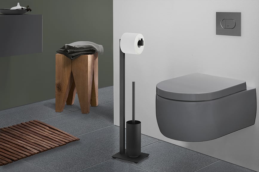 Portarrollos y Escobillero de Pie Linea, negro