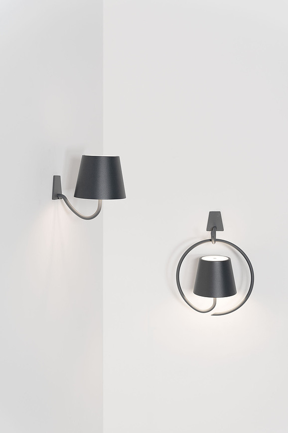 Aplique Poldina, redondo, marrón, con pantalla magnética