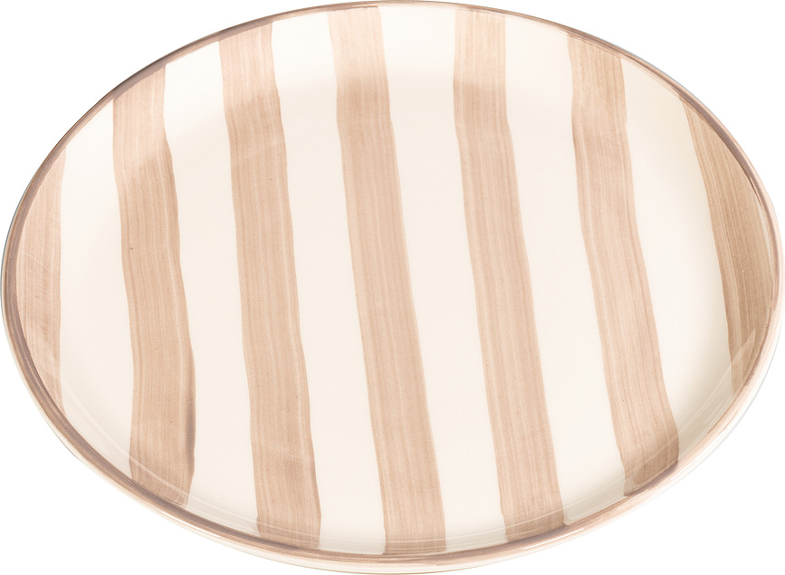 Assiette à déjeuner Lido Righe à rayures 21 cm, beige