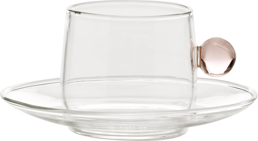 Bilia Φλιτζάνι Καφέ με πιατάκι, 120 ml, ανοιχτό ροζ