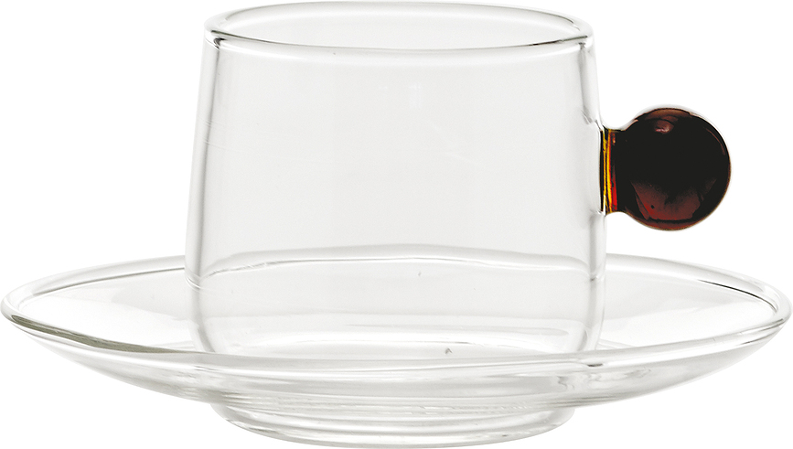 Bilia Φλιτζάνι καφέ, με πιατάκι, 120 ml, κεχριμπαρί