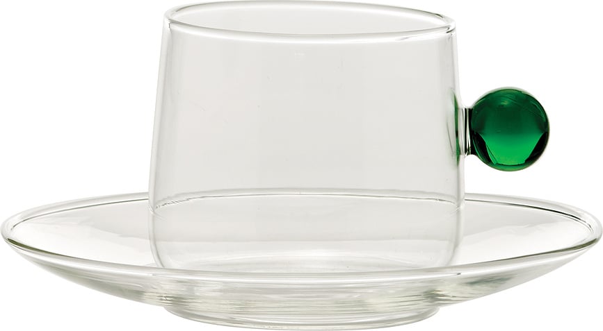 Bilia Skodelica za čaj, 220 ml, zelena, s krožničkom
