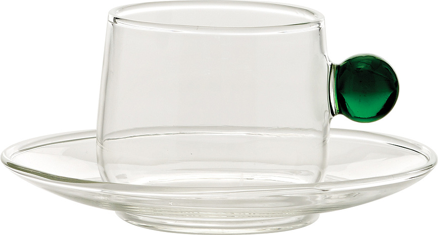 Bilia Tasse à Café avec Soucoupe, 120 ml, verte