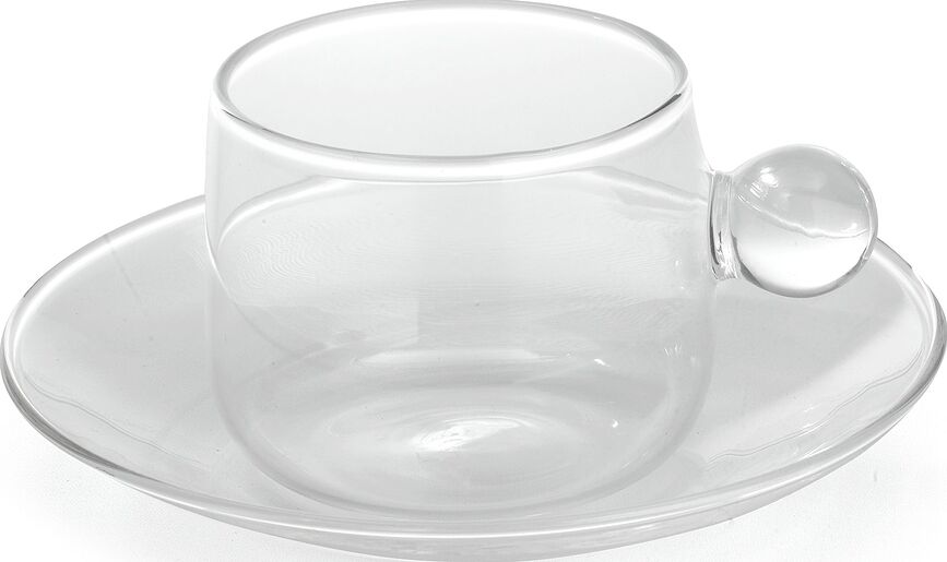 Kaffekop Bilia 120 ml gennemsigtig med underkop