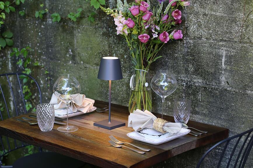 Lámpara de Mesa Poldina Mini, 30 cm, marrón