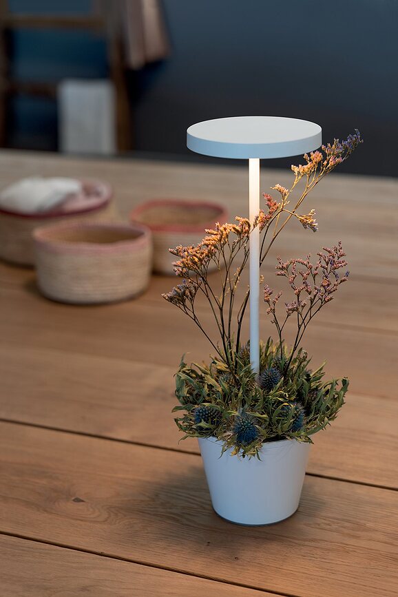 Lámpara de Mesa Poldina Reverso, marrón, con cuenco