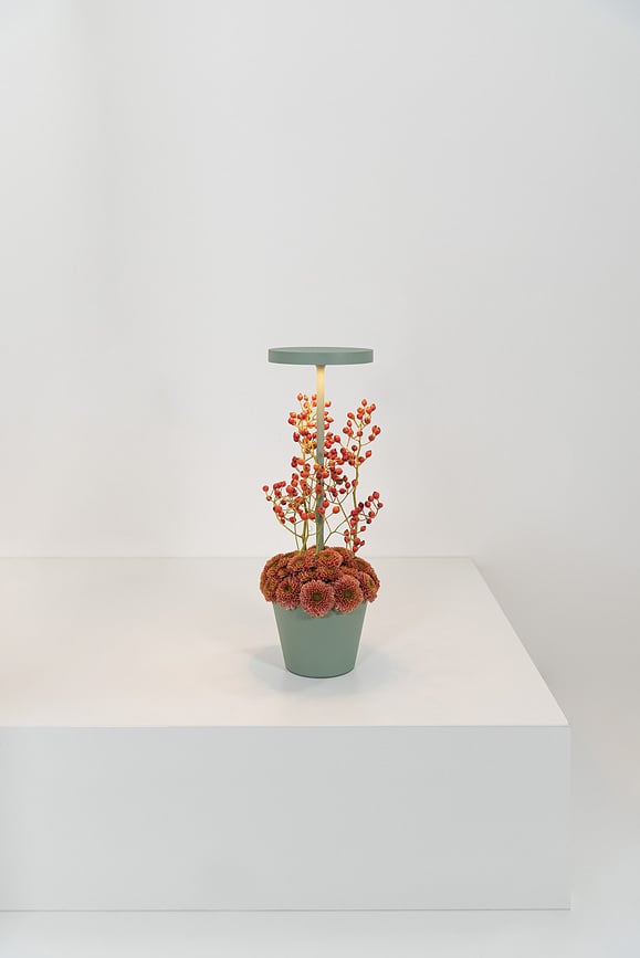 Lámpara de Mesa Poldina Reverso, marrón, con cuenco