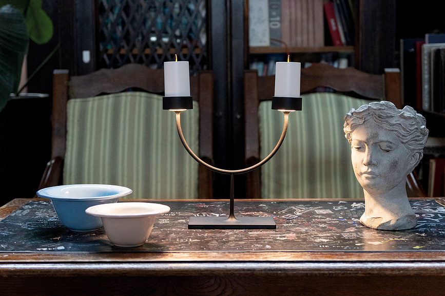 Lampe de table sans fil Perpetua 35,6 cm dorée double