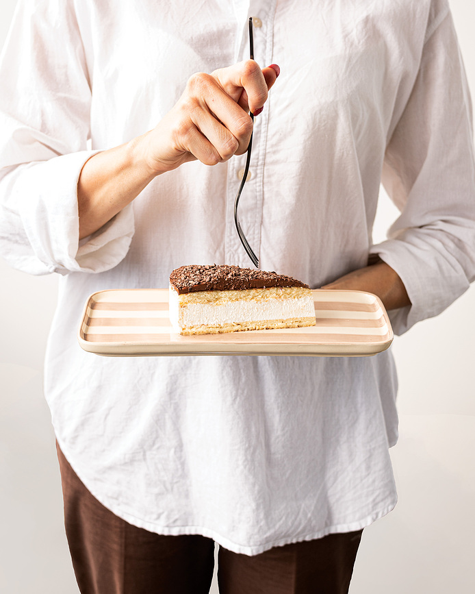 Lido Assiette de service à rayures, 26,5 cm, grise