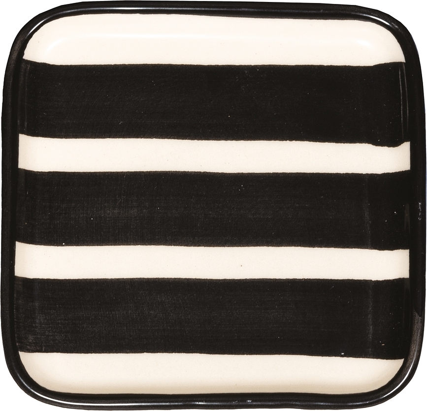 Lido Righe Assiette à Apéritif carrée, 11 x 11 cm, rayée, noire