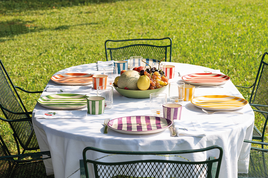 Lido Righe Assiette plate à rayures, 28 cm, orange