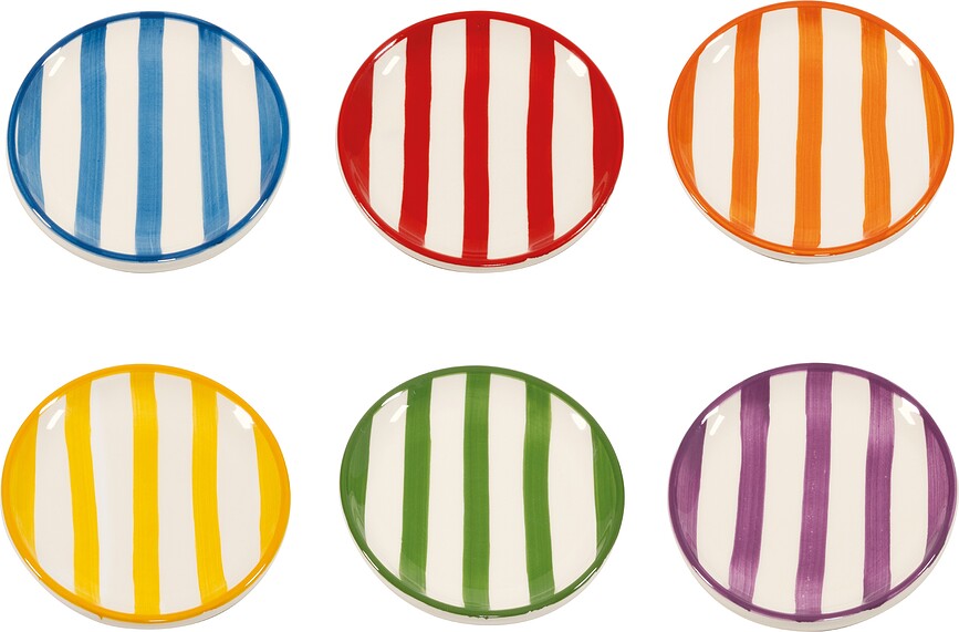 Lido Righe Assiettes 13 cm, rayées, Lot de 6