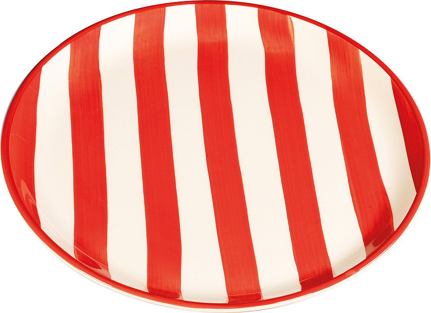 Lido Righe csíkos reggelizőtányér 21 cm, piros