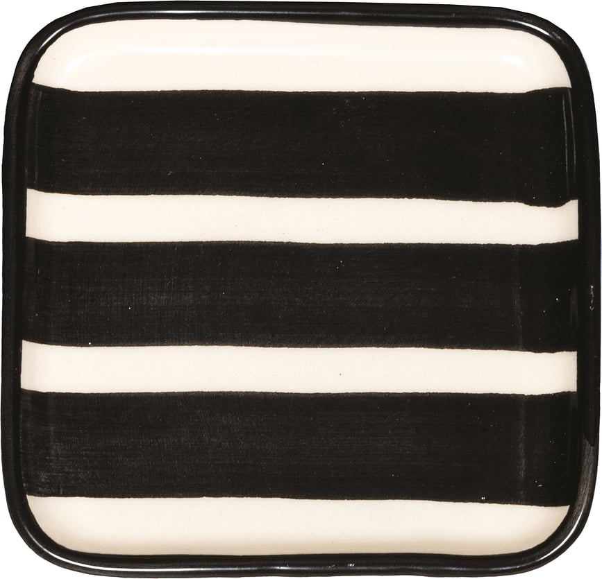 Lido Righe Krožnik za prigrizke, 11 x 11 cm, črn, s črtami
