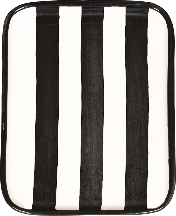 Lido Righe Tanjur za grickalice prugasti 11 x 14 cm crni