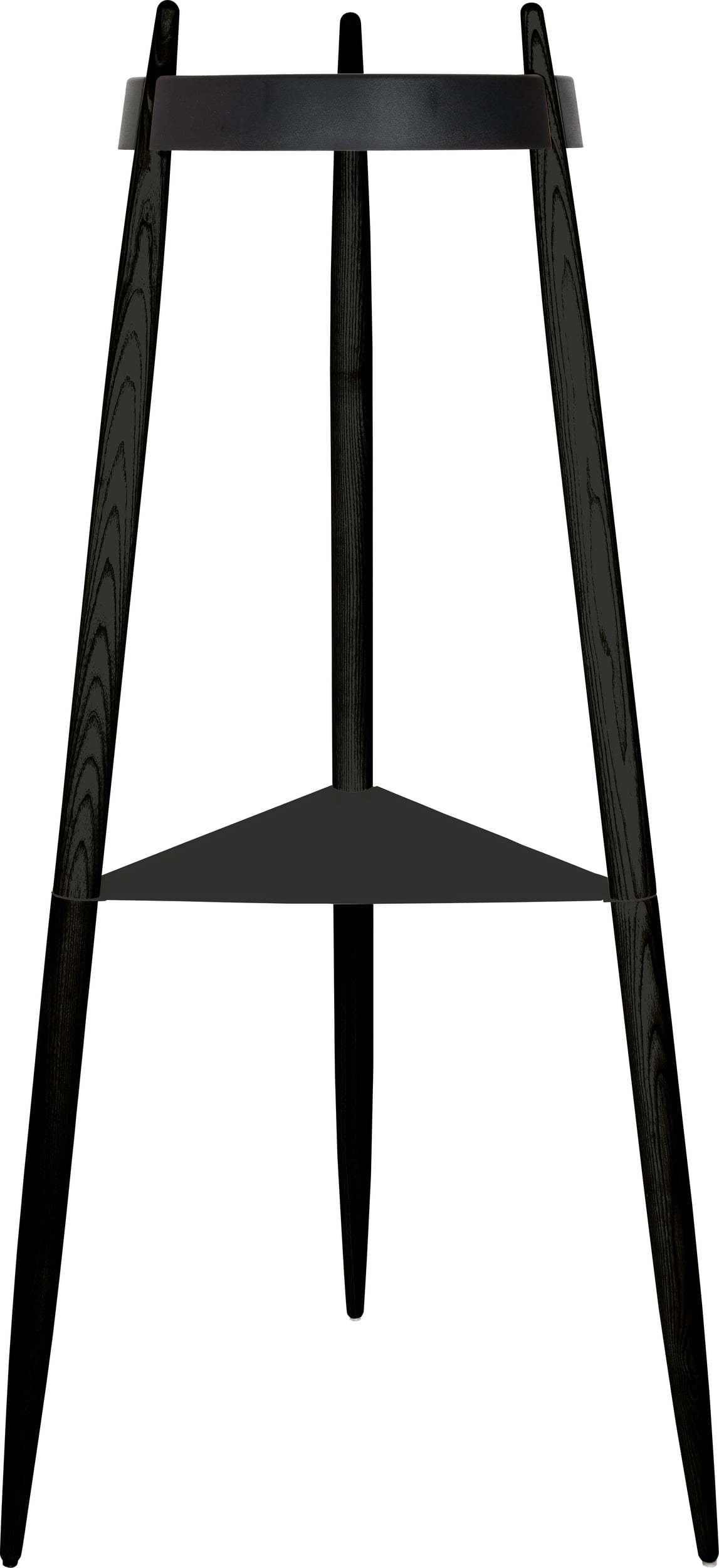 Liolà Beistelltisch 135 cm hoch schwarz mit schwarzen Eschenholzbeinen