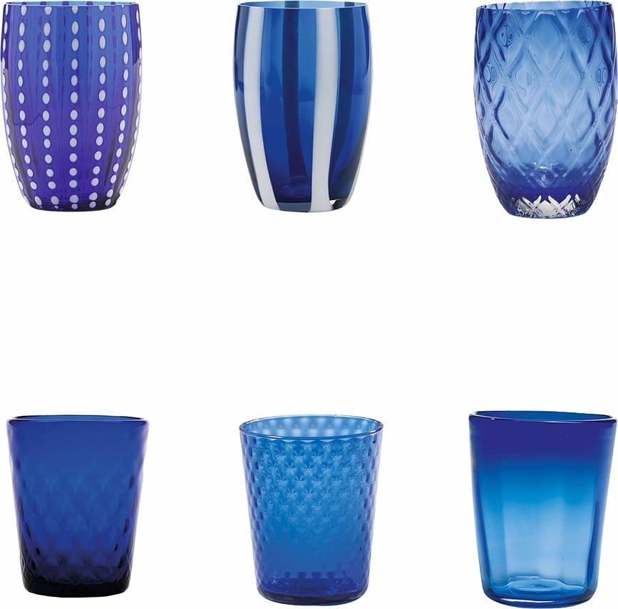 Melting Pot Verres, bleus, Lot de 6
