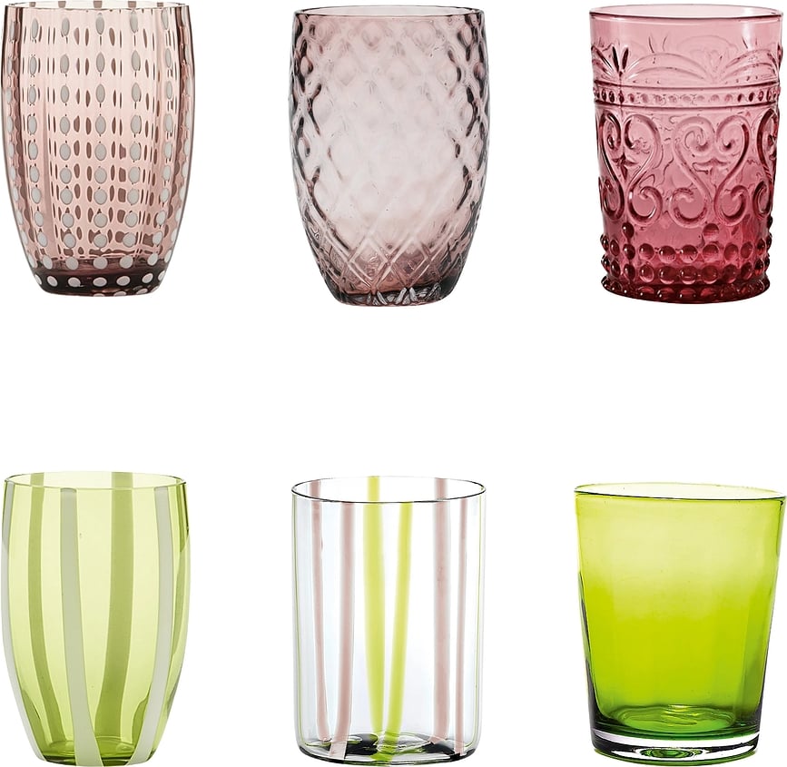 Melting Pot Verres, verts et améthyste, Lot de 6