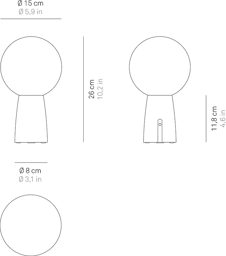 Olimpia Lampe sans fil, 26 cm, cuivrée métallique