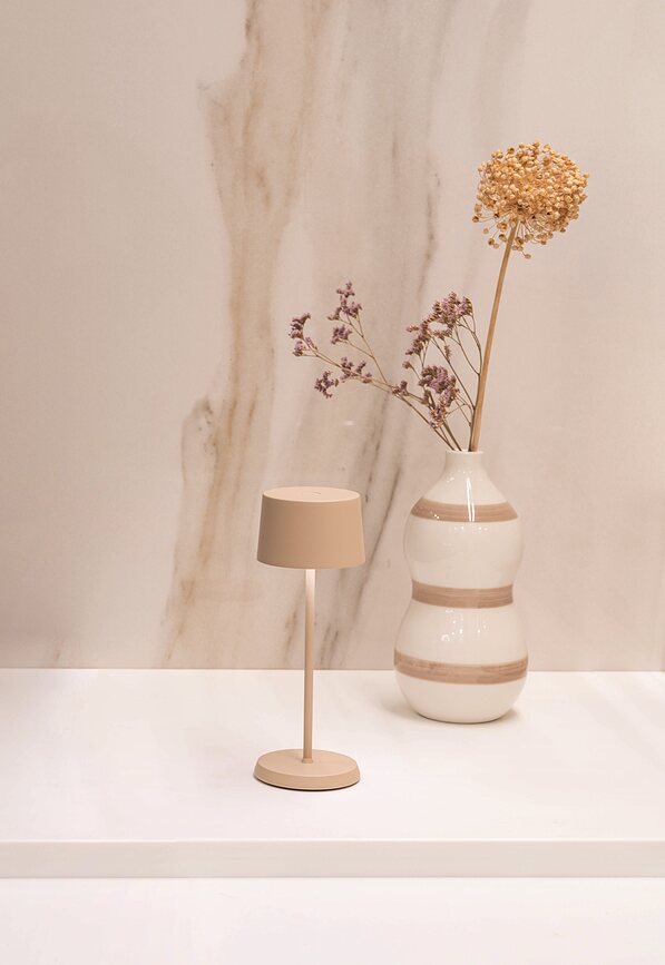 Olivia Micro Φωτιστικό ασύρματο, 20 cm, καφέ