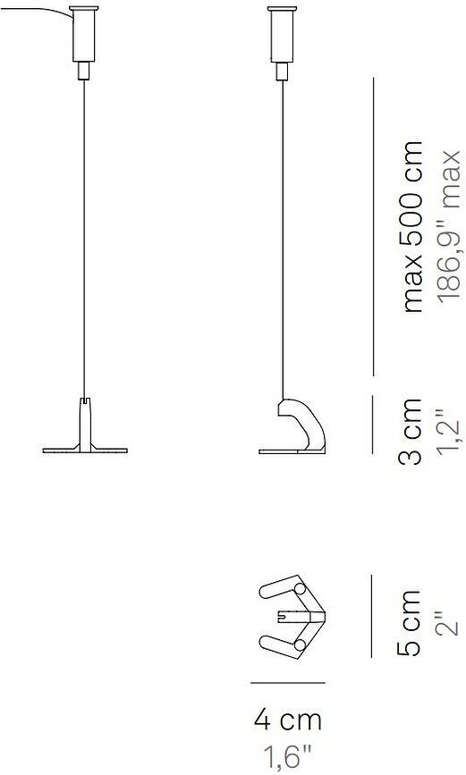 Pencil Ovjes stropni za modularnu lampu okomiti tamnosivi