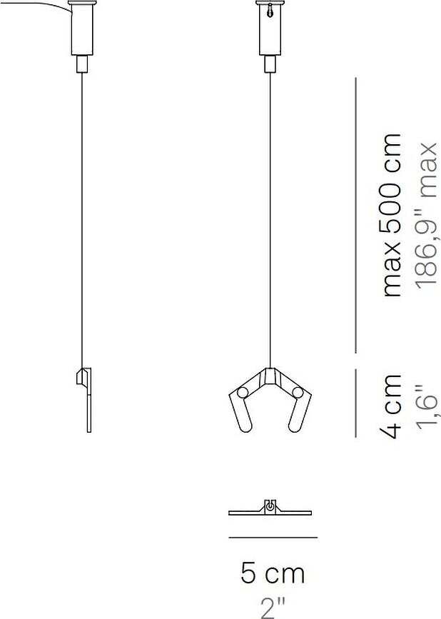 Pencil Suspension de Plafond pour lampe modulaire, horizontale, gris foncé, Set 2 pièces
