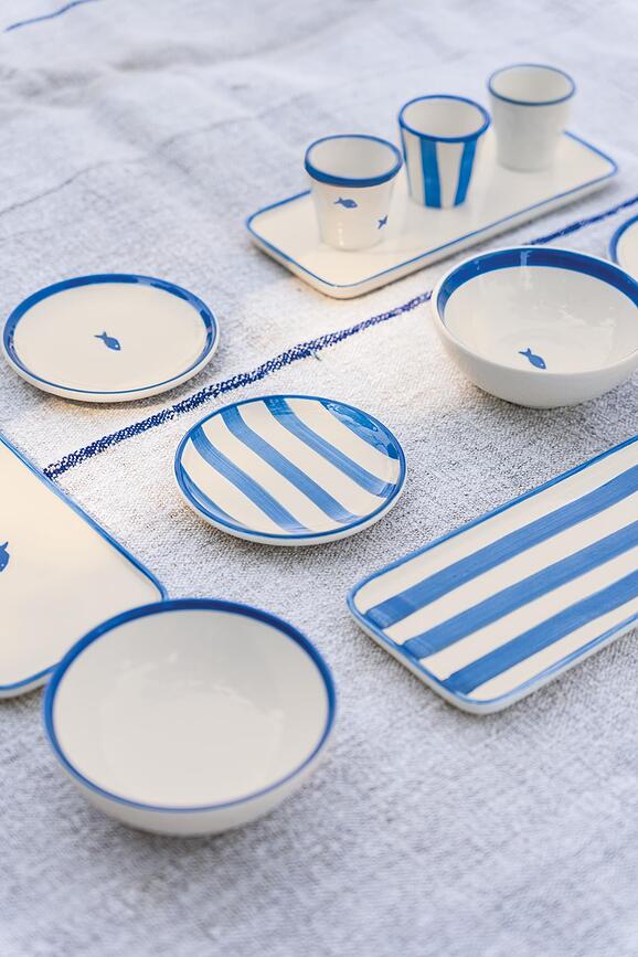 Platillos rayados Lido Righe, 13 cm, 6 unidades