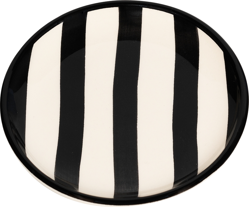 Plato a rayas Lido Righe, 13 cm, negro