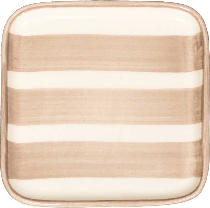 Plato de Aperitivo a rayas Lido Righe, 11 x 11 cm, beige