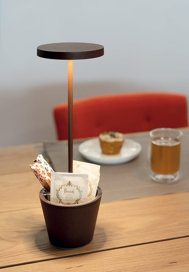 Poldina Reverso Lampe de Table avec bol, marron