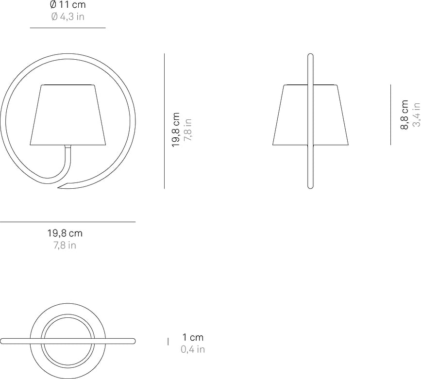 Poldina Suspension ronde avec abat-jour magnétique, marron