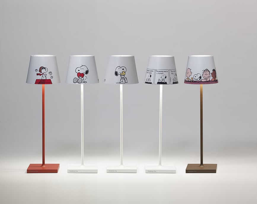 Poldina x Peanuts Επιτραπέζιο Φωτιστικό, σχέδιο καρδιάς, 38 cm