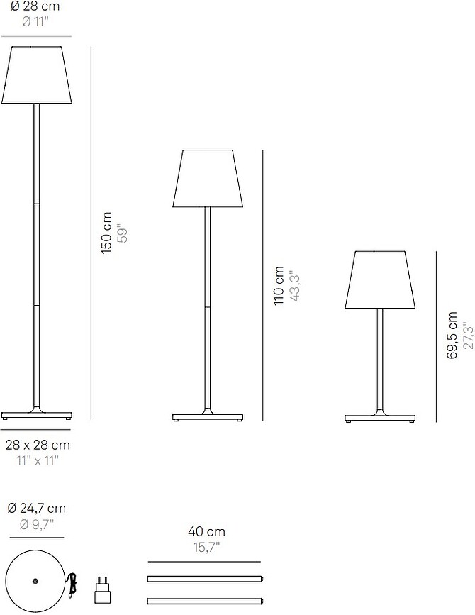 Poldina XXL Samostojeća Lampa podesive visine tamnosiva