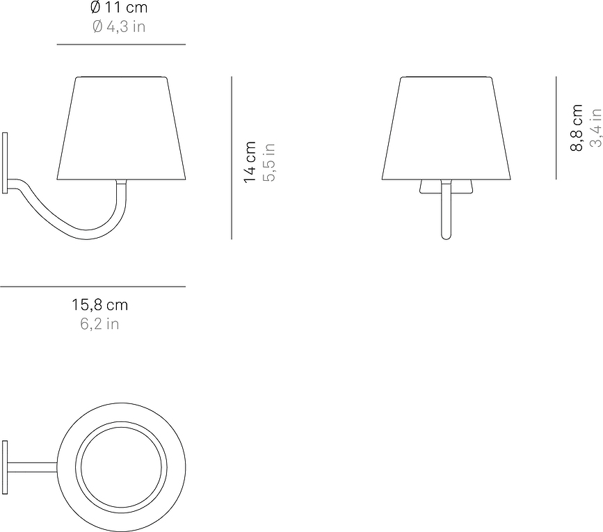 Poldina Zidna Lampa s magnetnim sjenilom smeđa