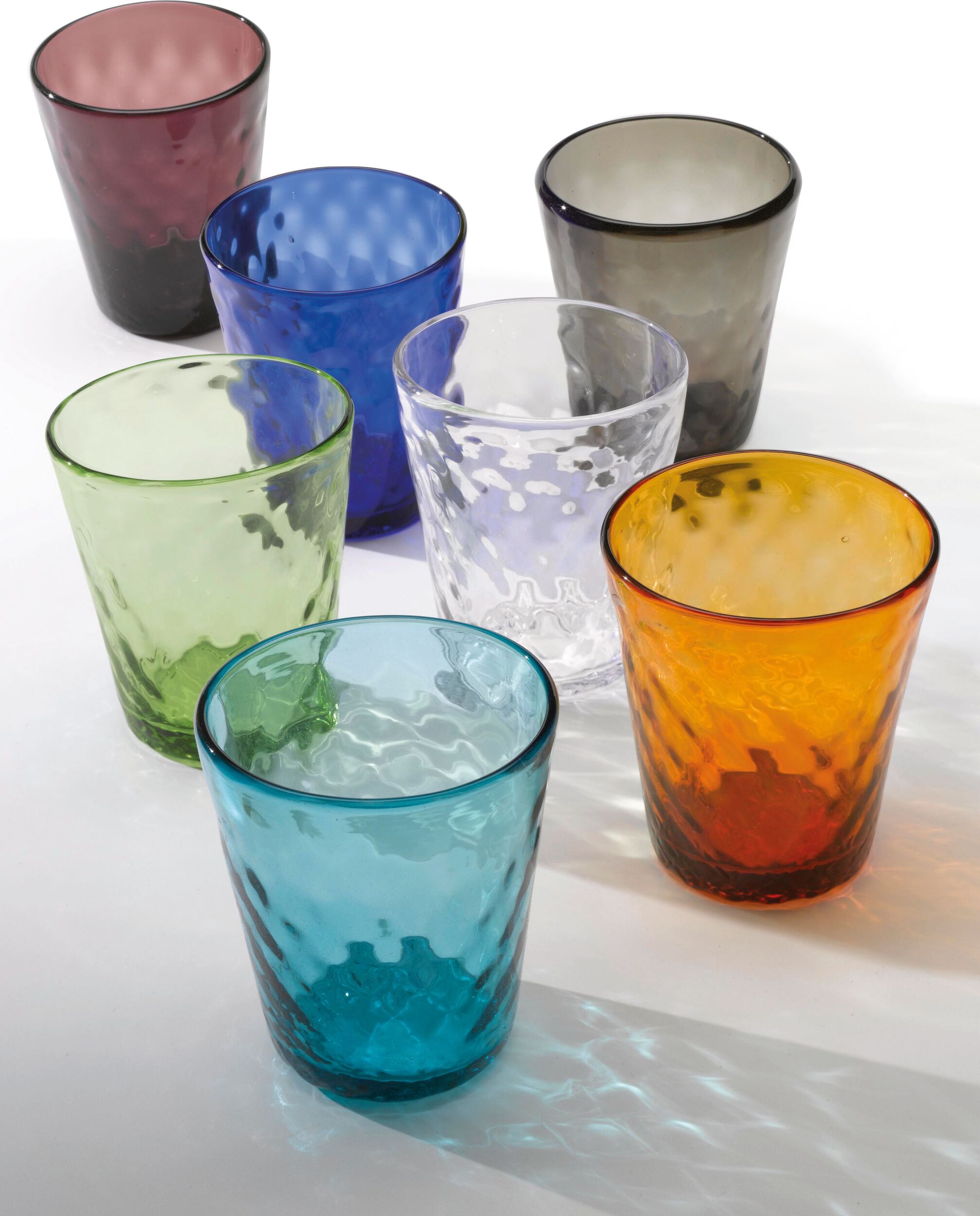 PLATINUX Black long drink glasses with glass pattern 300 ml (max. 350 ml) 6-piece drinking glass water glass bar glasses