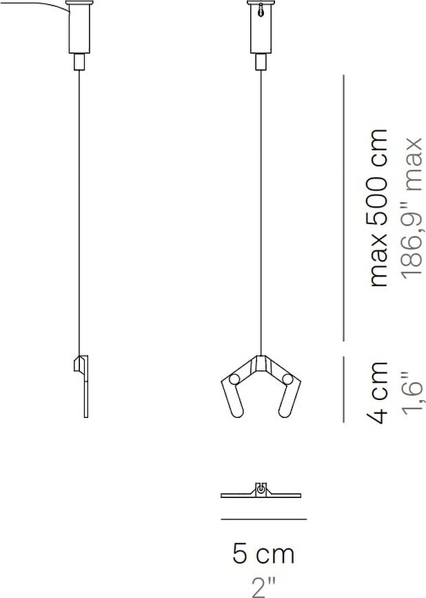 Suspensión de Techo modular Pencil, gris oscuro, horizontal, Set de 2 piezas
